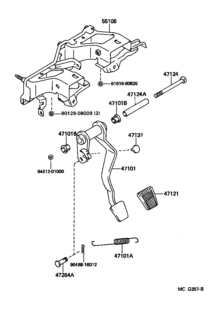 Pedal de freno y soporte