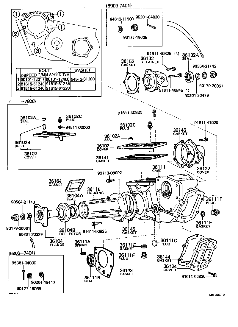 Caja de transferencia y carcasa de extensión