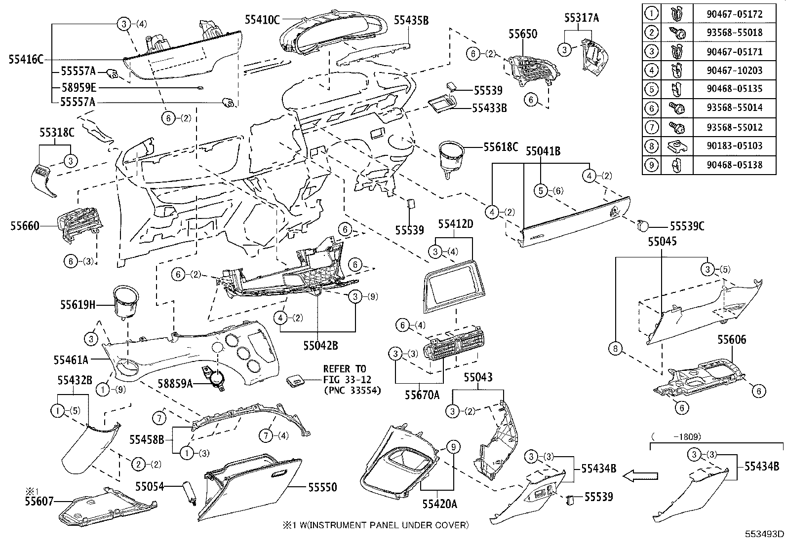 55461-52190-A0 Ornament, Instrument Panel Toyota | YoshiParts