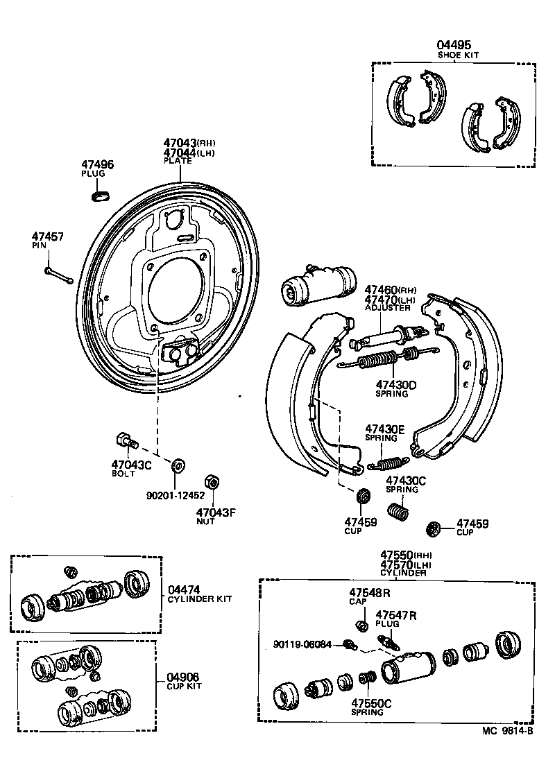 Rear Drum Brake Wheel Cylinder Backing Plate
