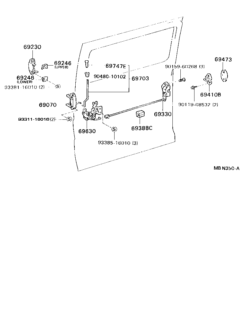 Cerradura y manija de puerta trasera