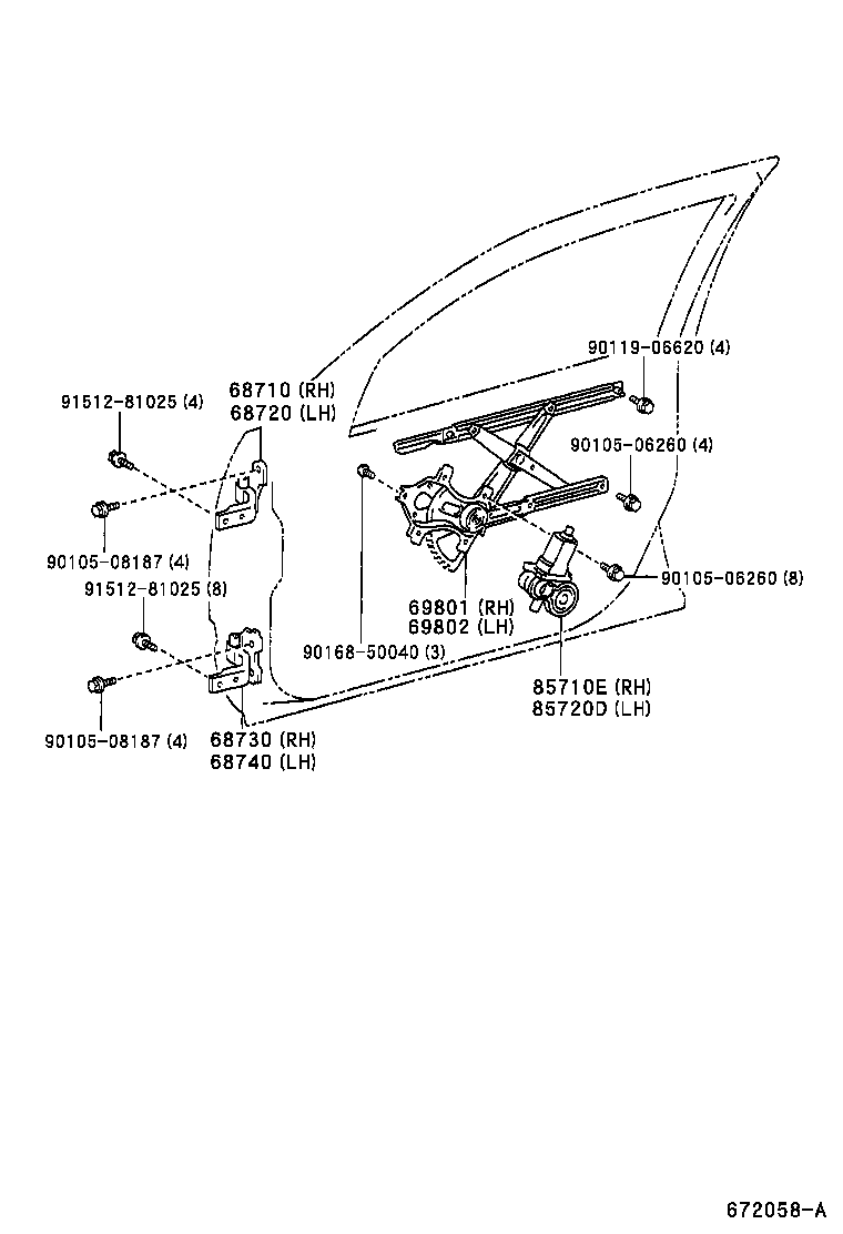 Front Door Window Regulator Hinge