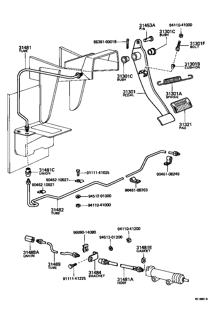 Manguera flexible del pedal del embrague