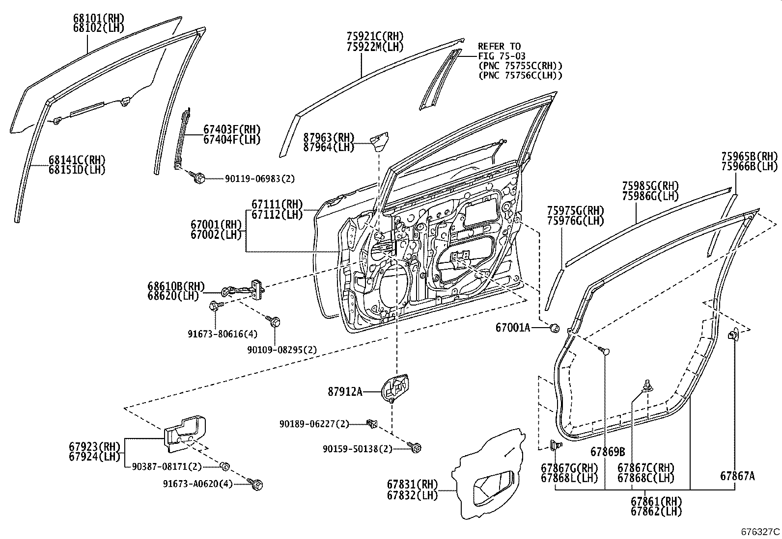 Panel de puerta delantera y vidrio