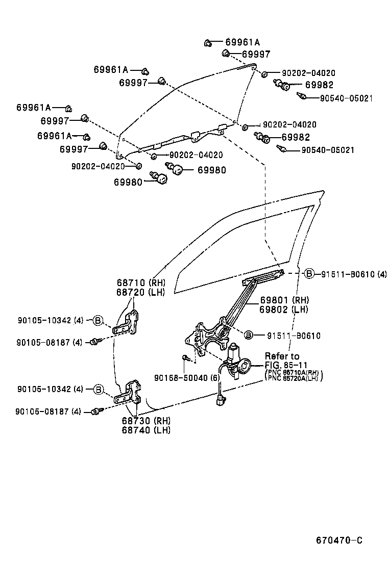Front Door Window Regulator Hinge