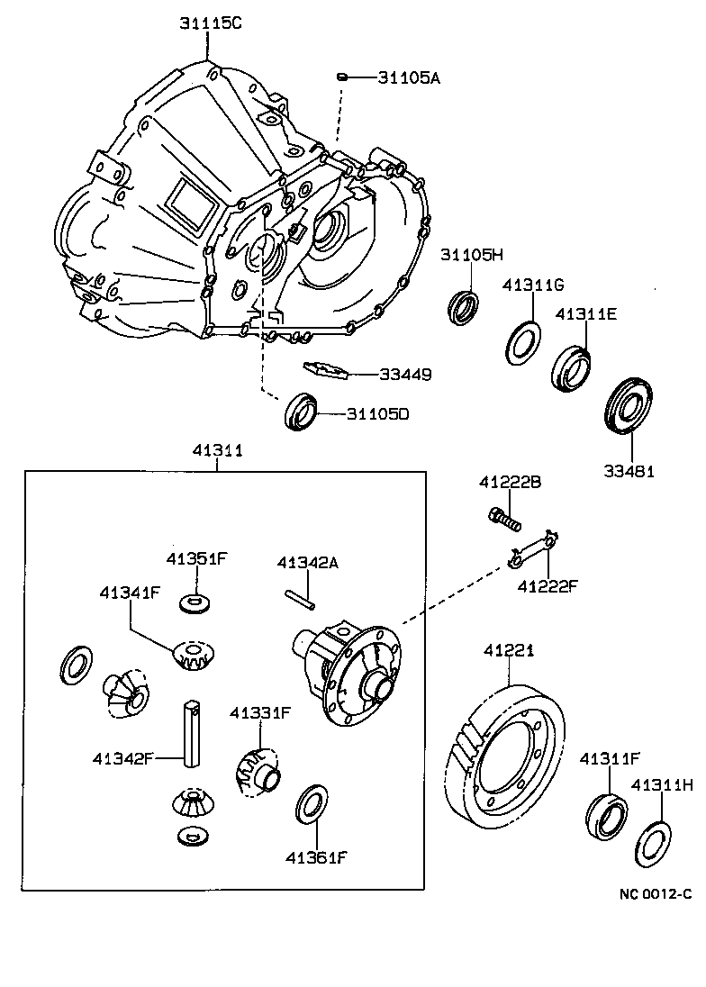 Carcasa del eje delantero y diferencial