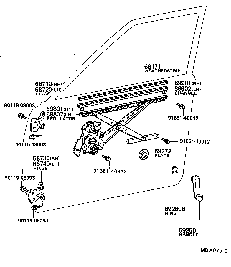 Front Door Window Regulator Hinge