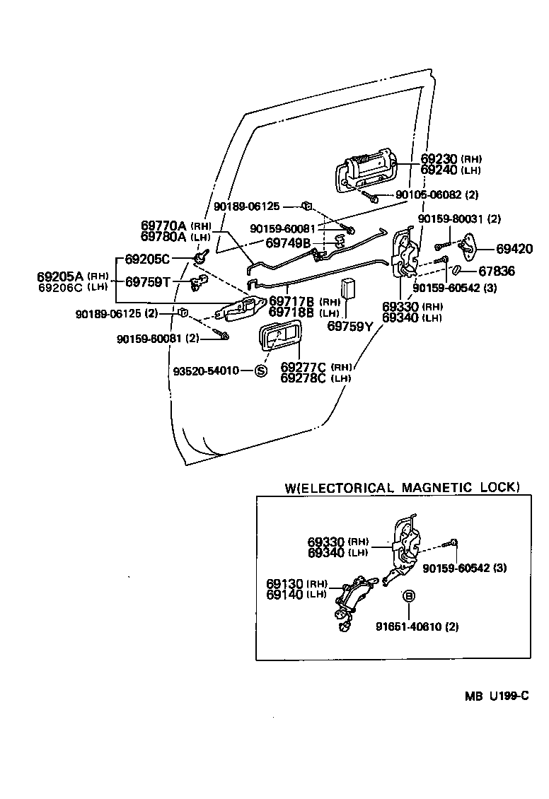 69330-60061 Lock Assy, Rear Door, Rh Toyota | YoshiParts