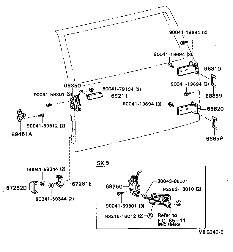 Back Door Lock Hinge