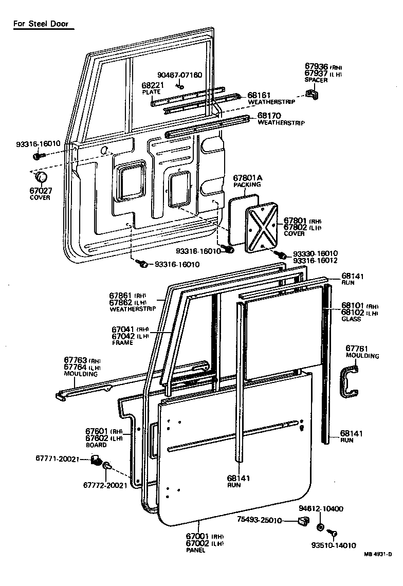 Panel de puerta delantera y vidrio