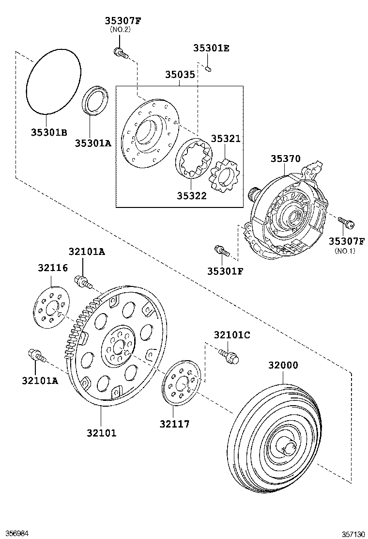 Torque Converter, Front Oil Pump & Chain