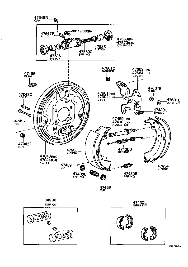 Rear Drum Brake Wheel Cylinder Backing Plate