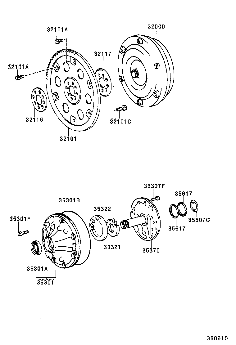 Torque Converter, Front Oil Pump & Chain