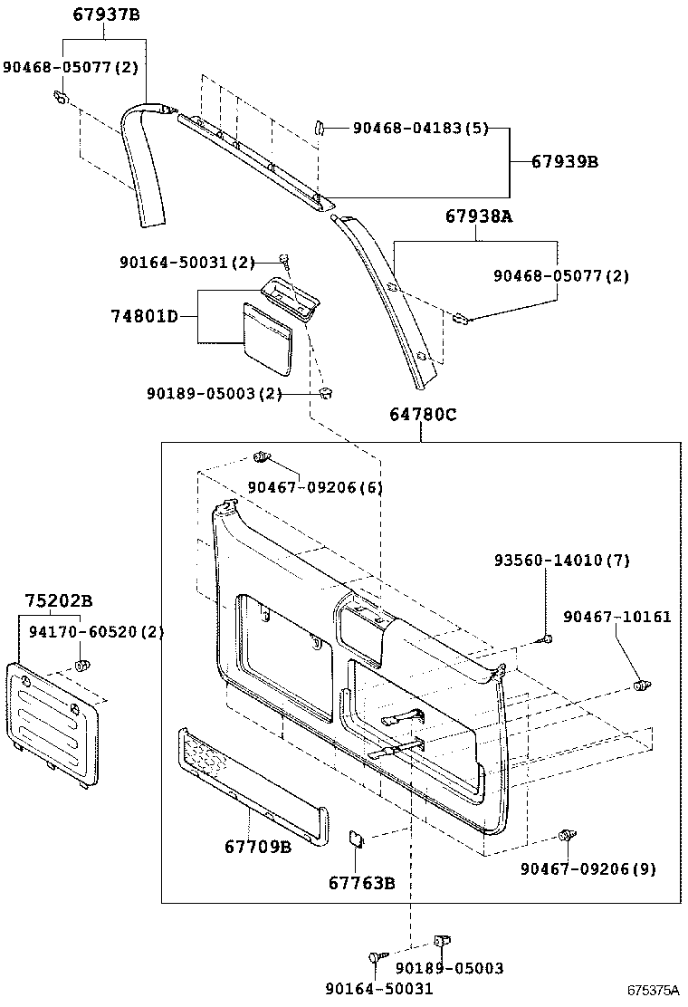 Vidrio del panel de la puerta trasera