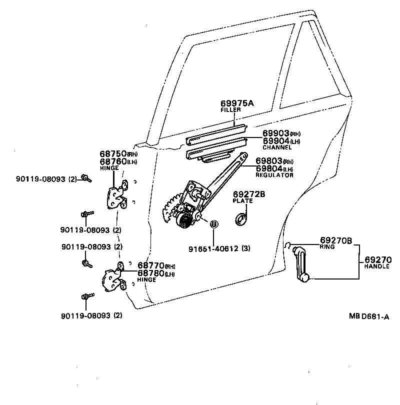Rear Door Window Regulator Hinge