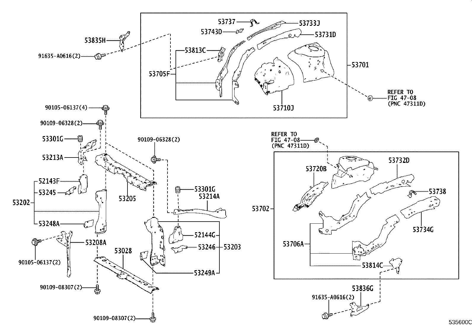 Front Fender Apron Dash Panel