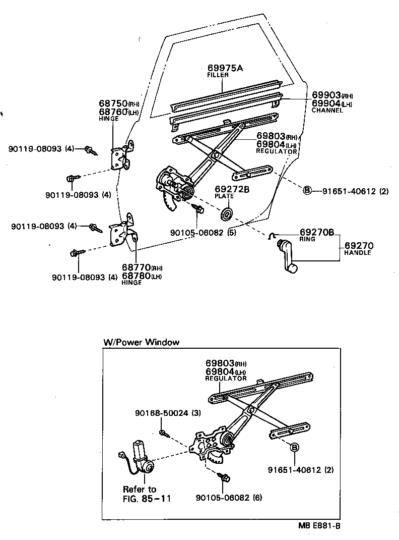 Rear Door Window Regulator Hinge