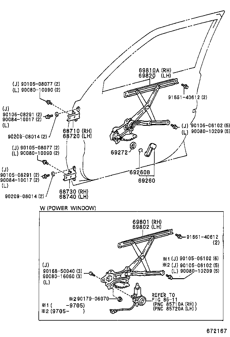 Bisagra del regulador de la ventana de la puerta delantera