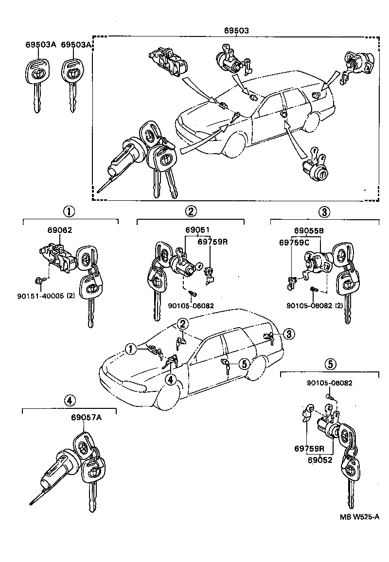6975932100 Snap, Front Door Lock Cylinder Toyota YoshiParts