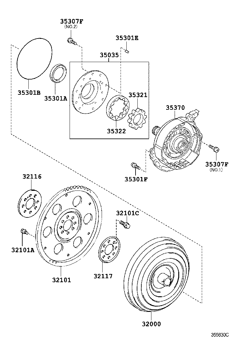 Torque Converter, Front Oil Pump & Chain