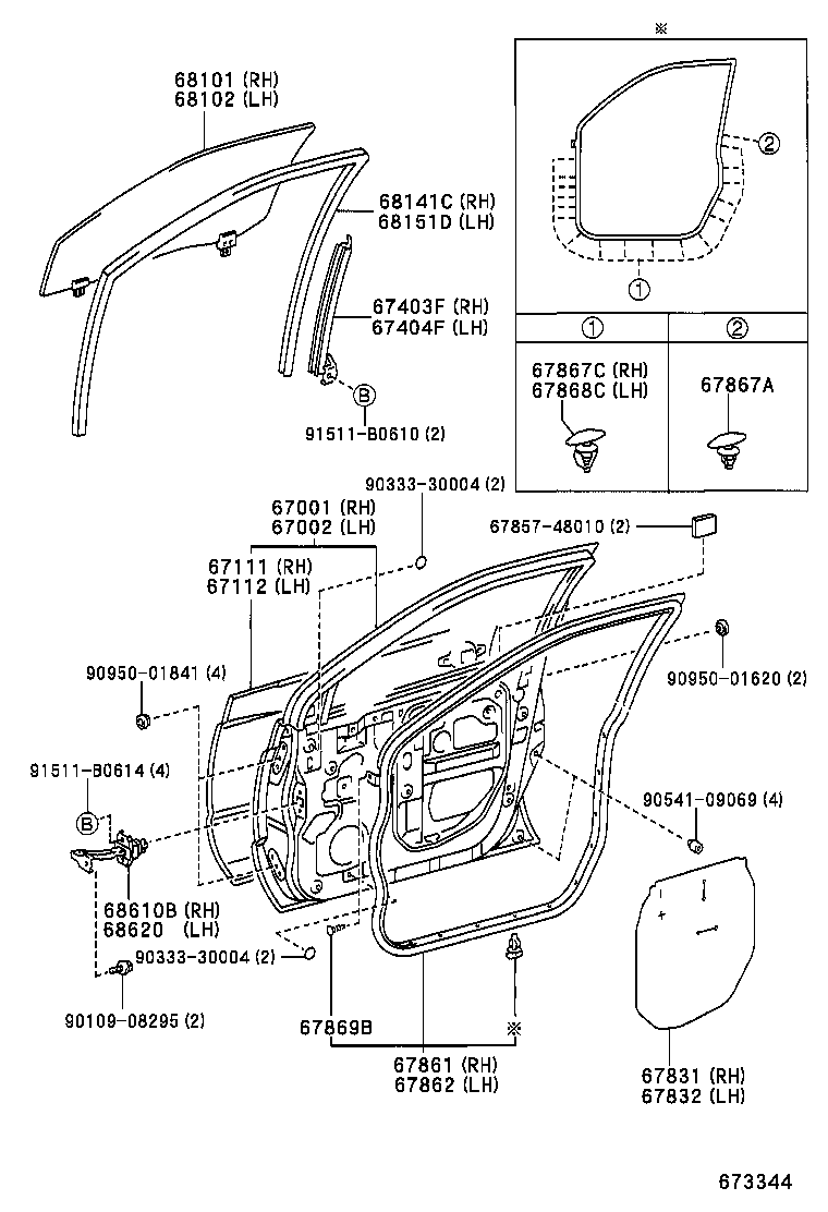 Panel de puerta delantera y vidrio