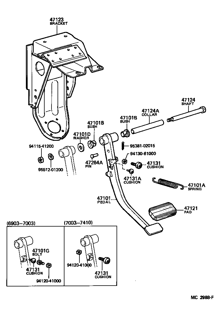 Pedal de freno y soporte