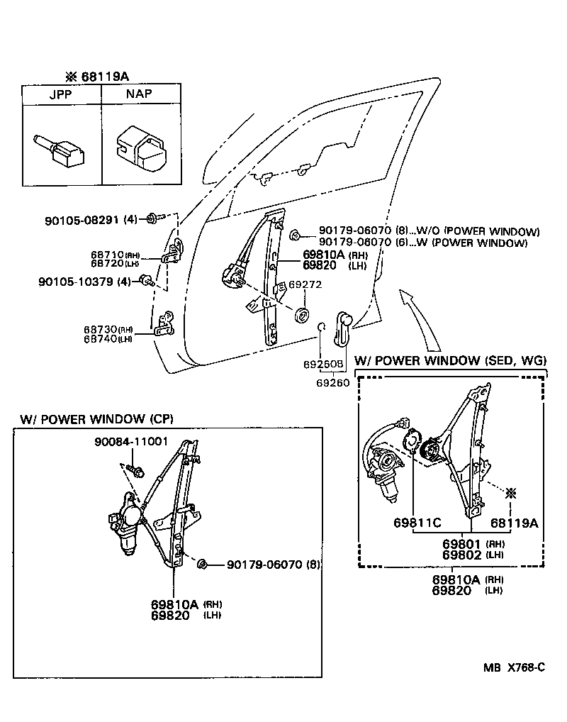 Front Door Window Regulator Hinge