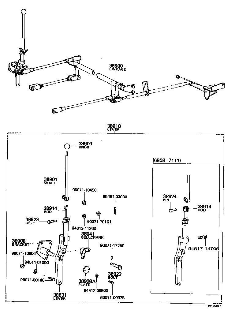 Palanca y enlace de toma de fuerza