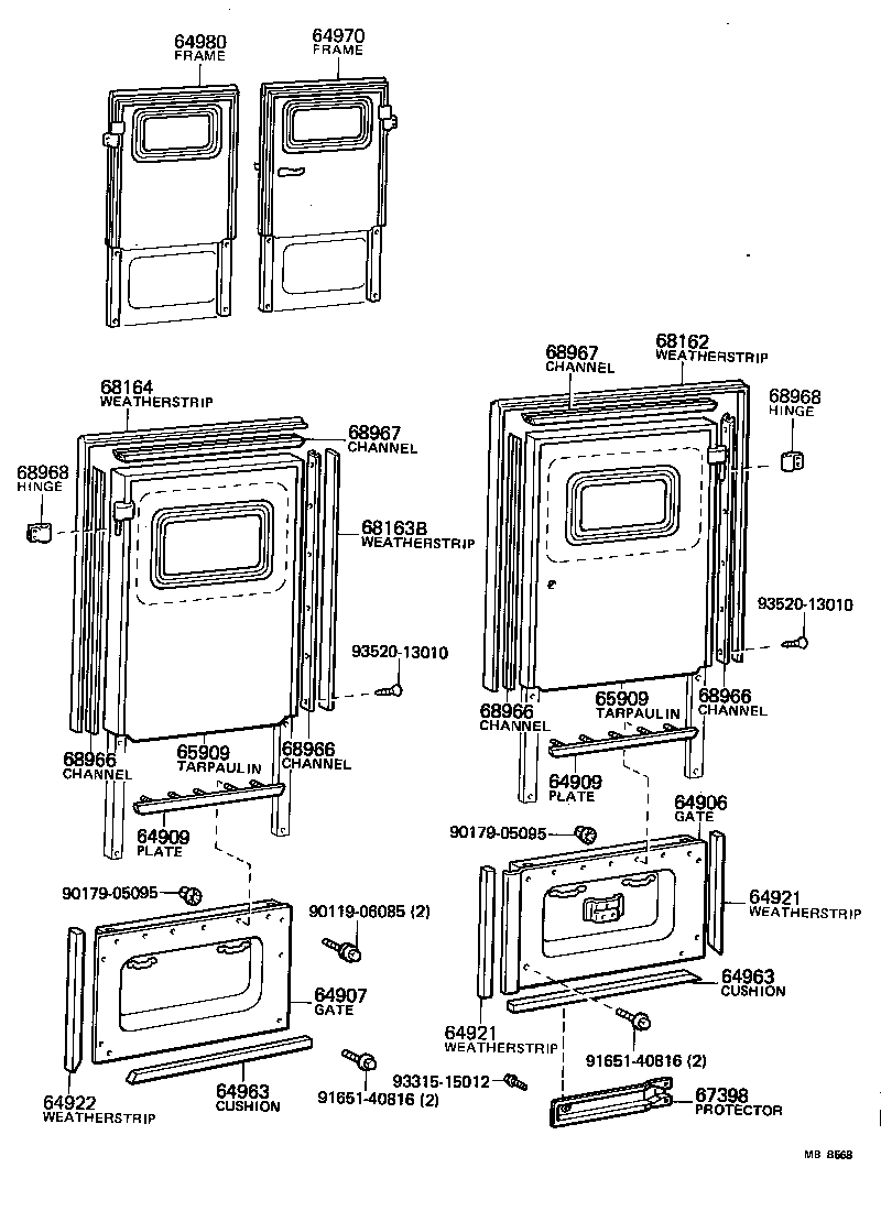 Vidrio del panel de la puerta trasera