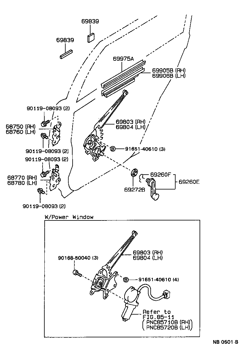 Rear Door Window Regulator Hinge