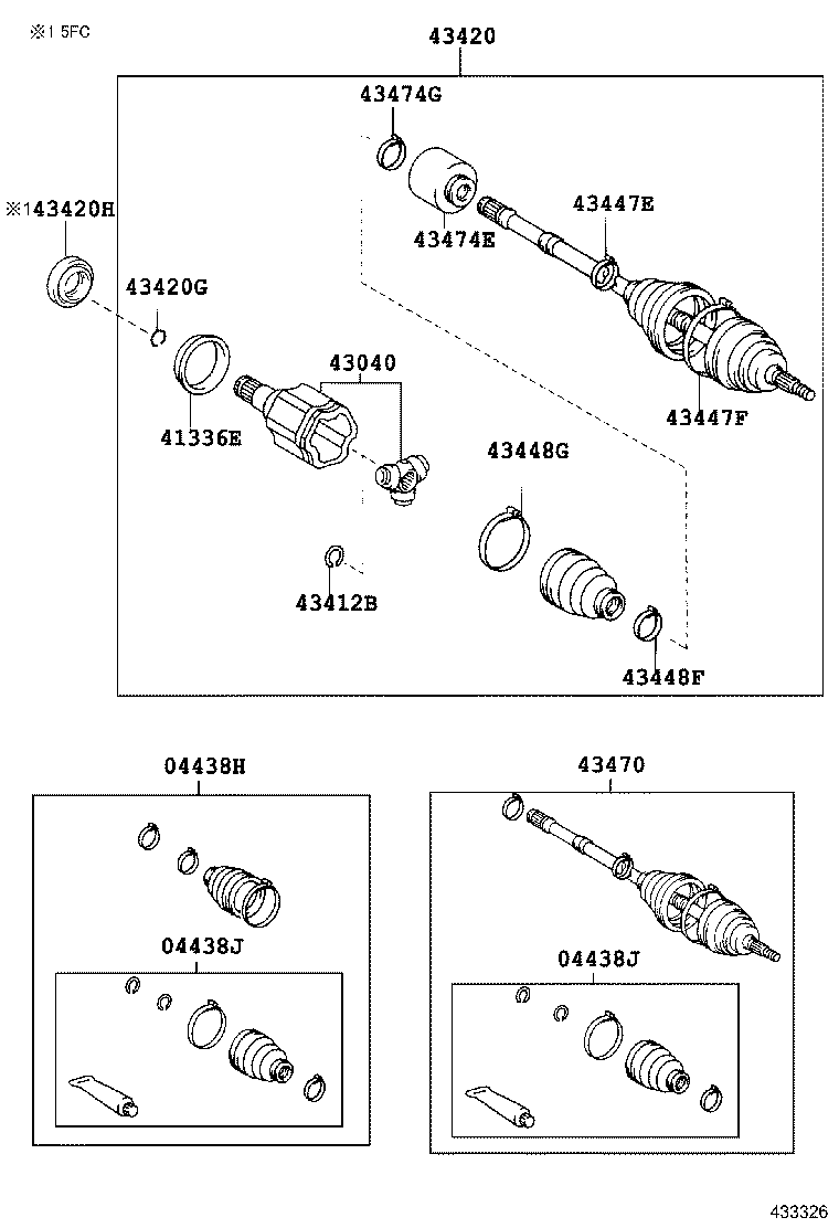 04428-06460 Boot Kit, Front Drive Shaft, In & Outboard, Lh