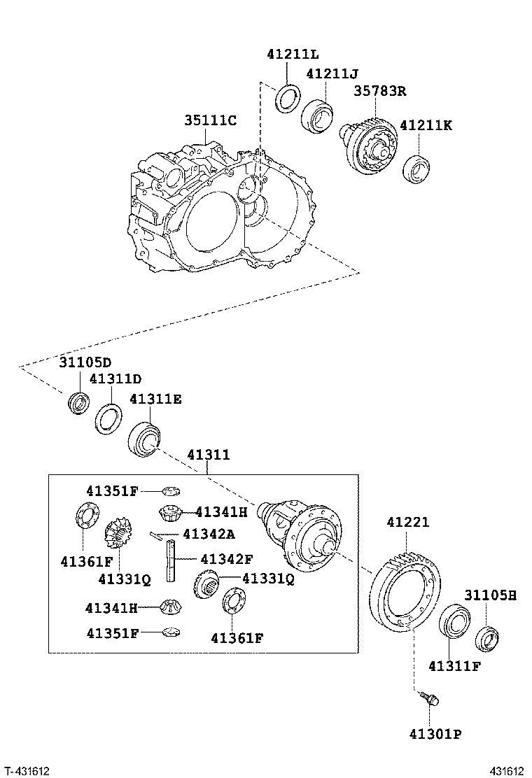 Carcasa del eje delantero y diferencial