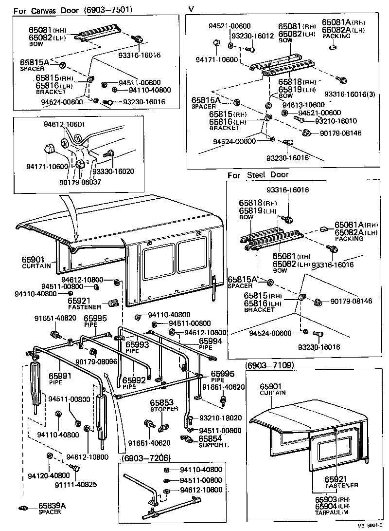 Rear Body Top Curtain Roof Panel