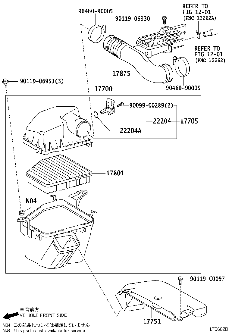 17801-50060 Element Sub-assy, Air Cleaner Filter Toyota 