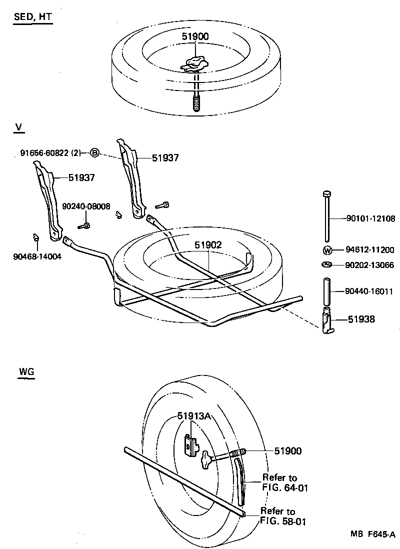 5190091705 Carrier Assy, Spare Wheel Toyota YoshiParts