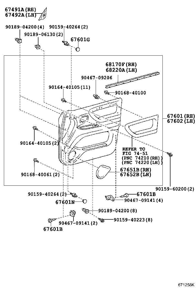 Panel de puerta delantera y vidrio