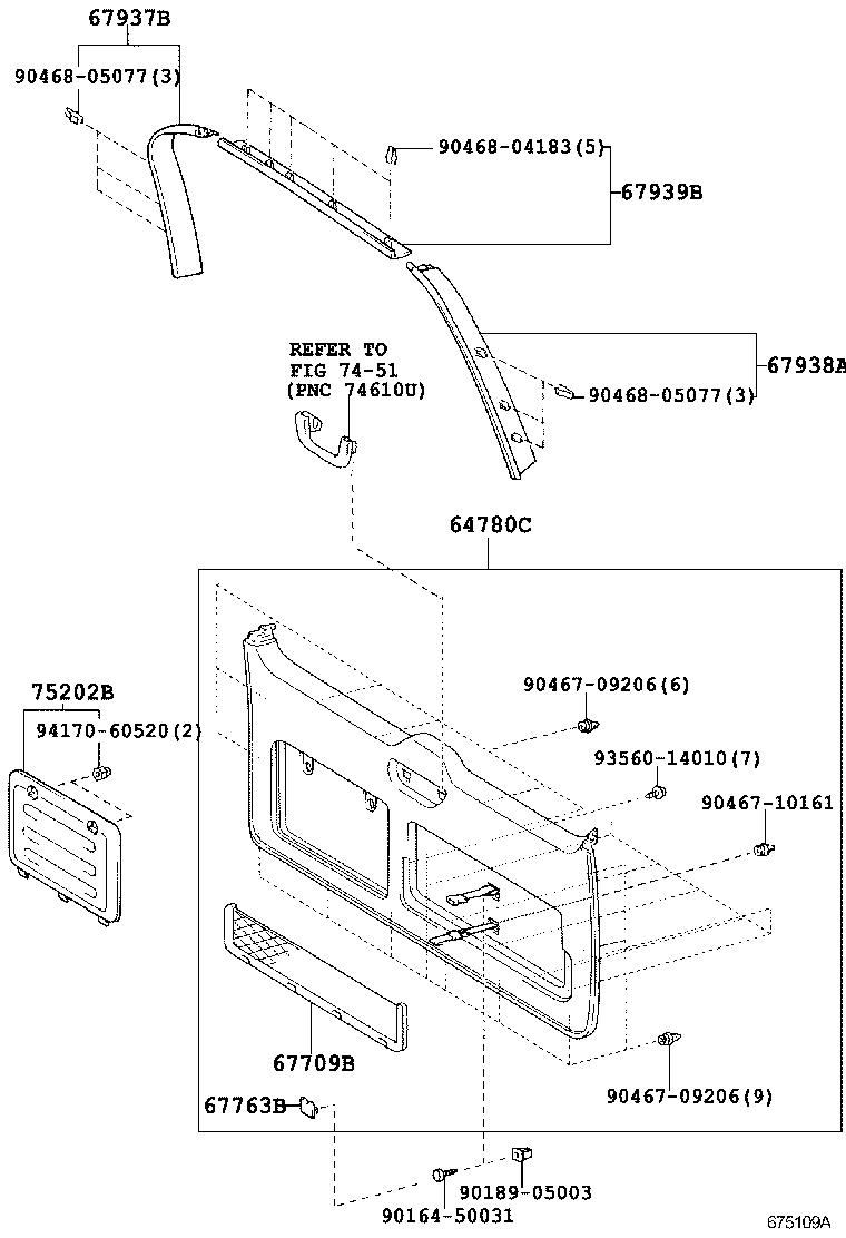 Vidrio del panel de la puerta trasera