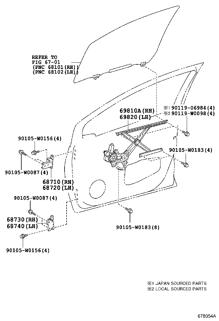 Bisagra del regulador de la ventana de la puerta delantera