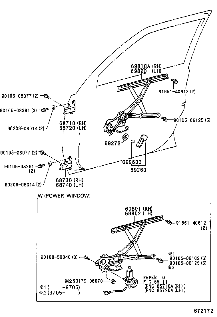 Bisagra del regulador de la ventana de la puerta delantera