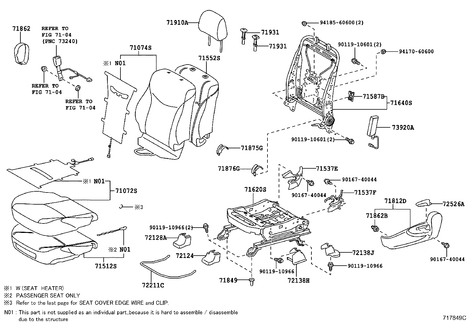 Asiento delantero y riel del asiento