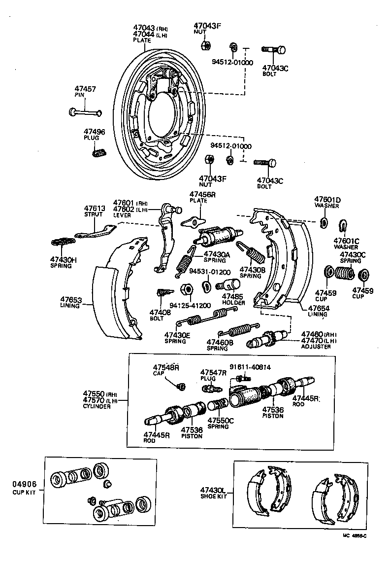 Rear Drum Brake Wheel Cylinder Backing Plate