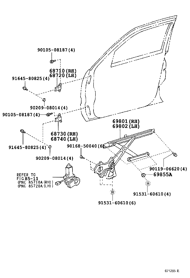 Front Door Window Regulator Hinge
