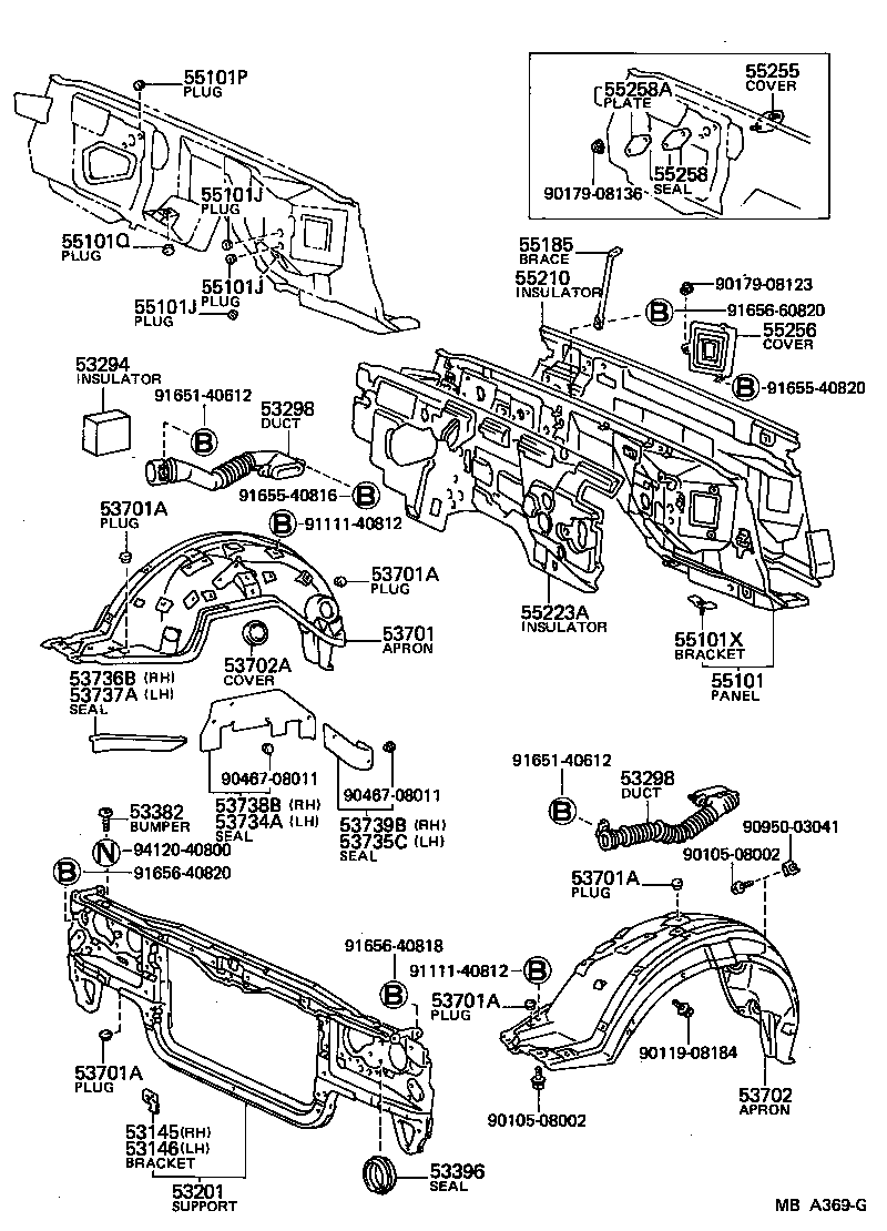 Front Fender Apron Dash Panel