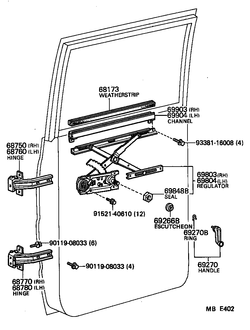 Rear Door Window Regulator Hinge