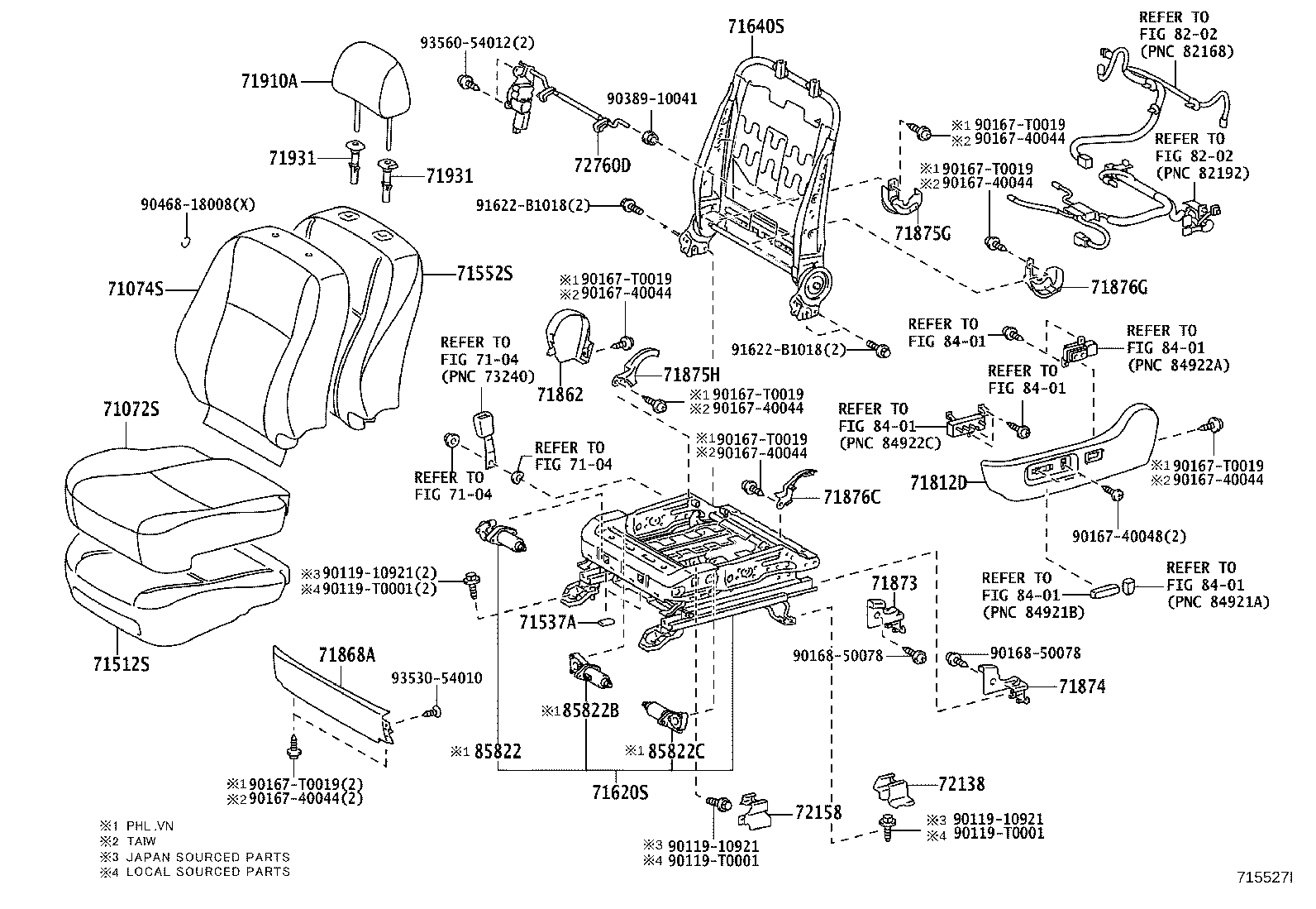 Asiento delantero y riel del asiento