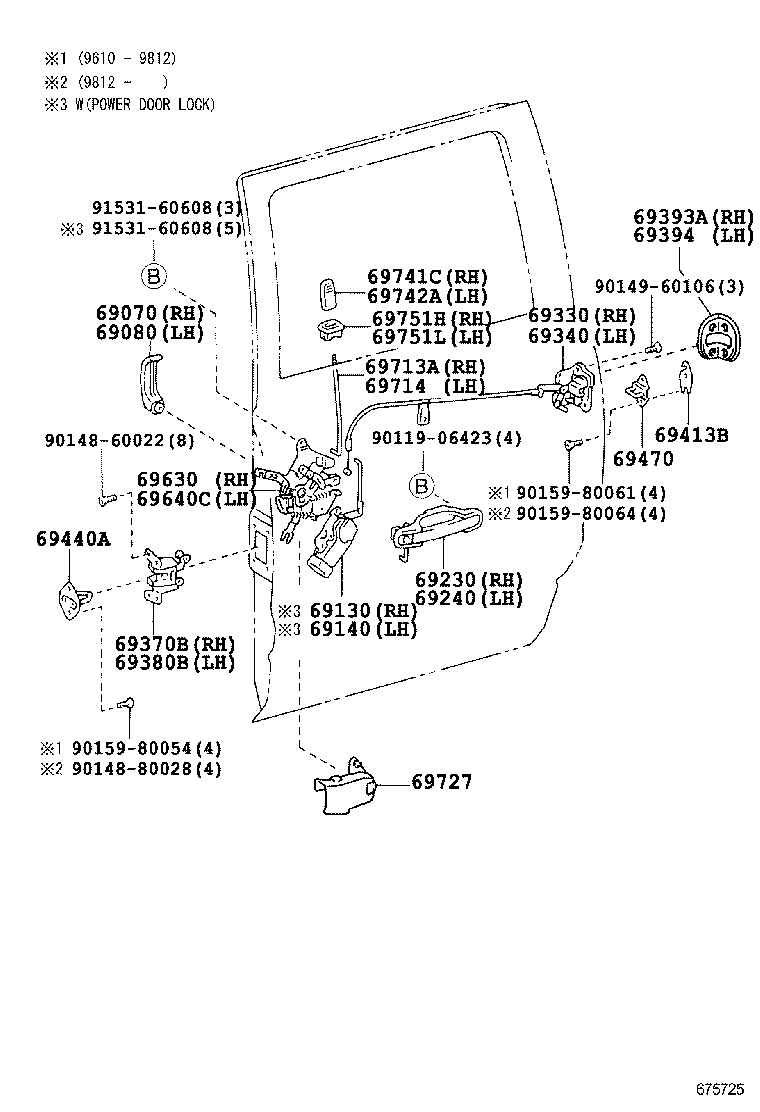 Cerradura y manija de puerta trasera