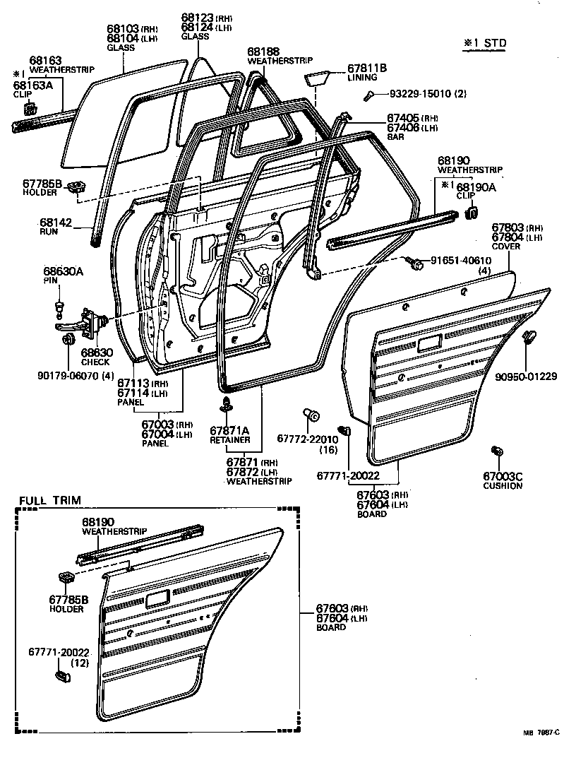 Panel de puerta trasera y vidrio