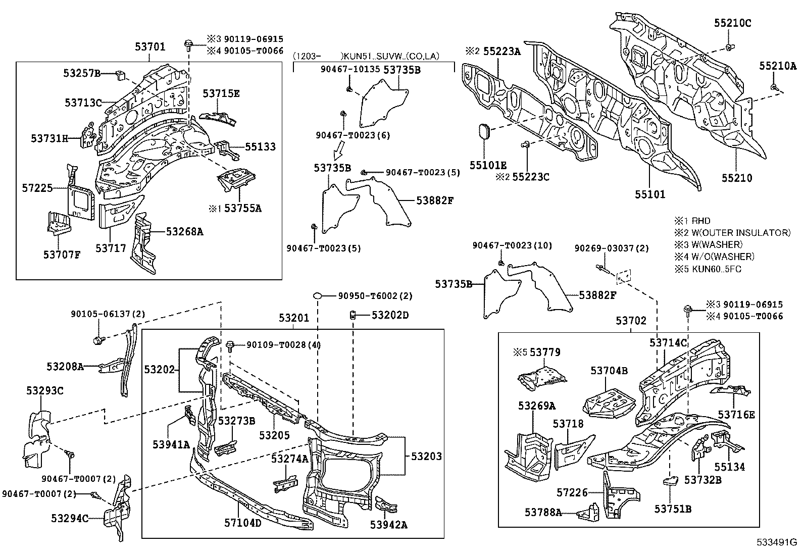 Front Fender Apron Dash Panel