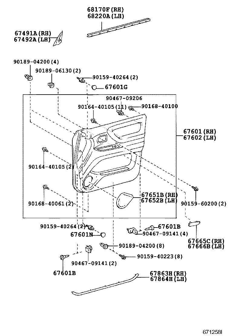 Panel de puerta delantera y vidrio