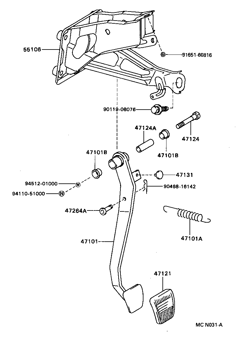 Pedal de freno y soporte